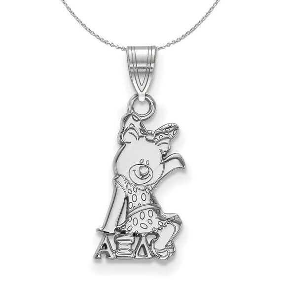 Sterling Silver Alpha Xi Delta Small Pendant Necklace - 24 Inch - Picture 1 of 8